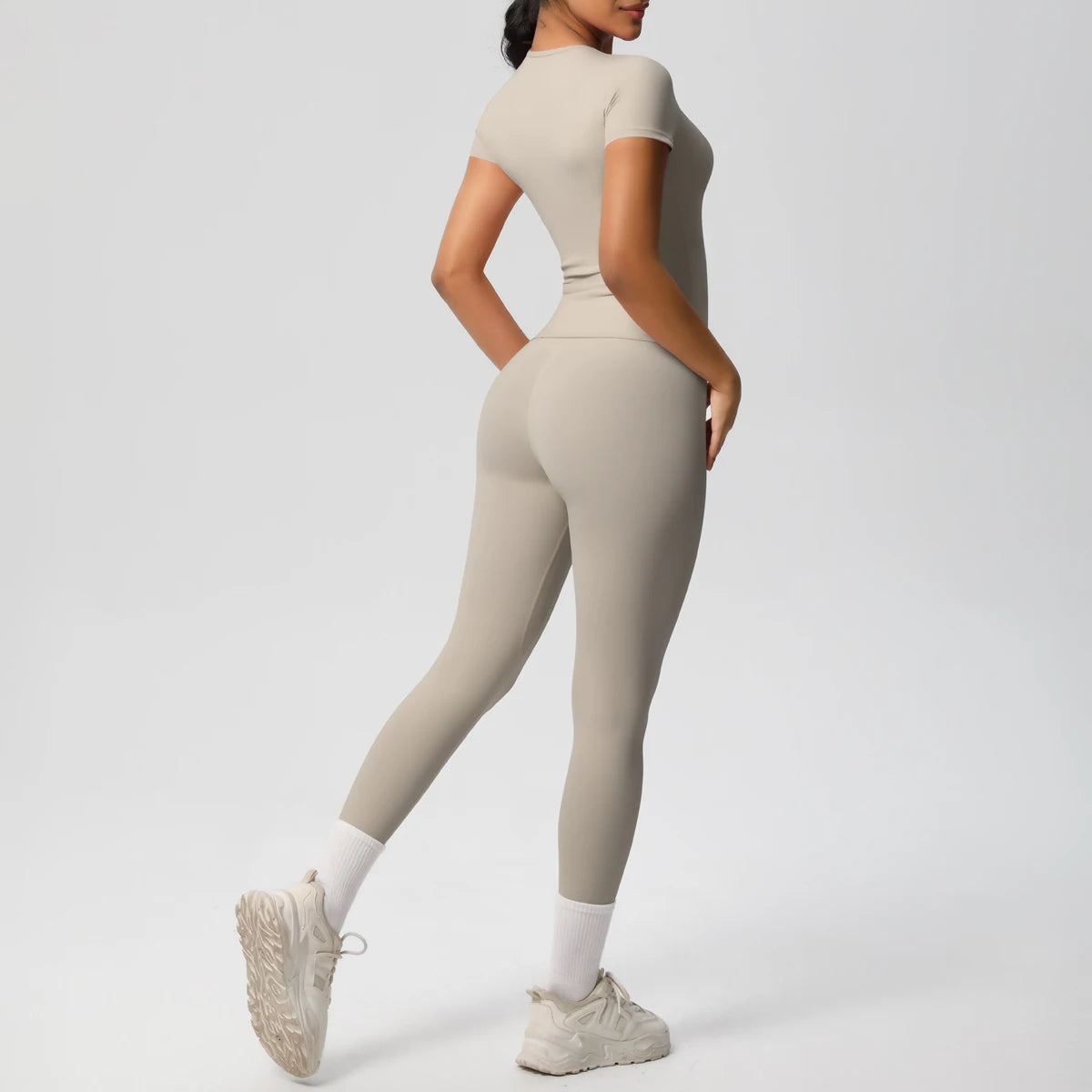 Women 2pcs Patchwork Sport Yoga Suit Gym Sports Crop Tops Sexy Bodycon Crop Tube Top Workout Leggins Booty Bum Leggins