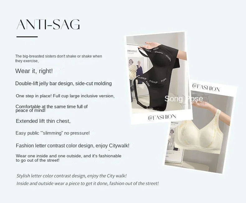 MOYISU JPN UK Full Cup Big Bra with Small Bra Women's Summer Thin Collection Breast Anti-sag Plus Size Seamless Sports Bra M-3XL