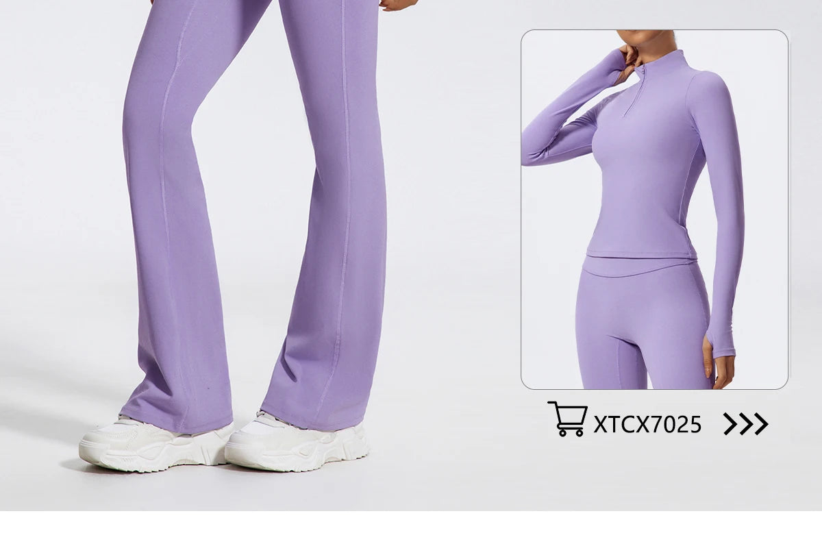 Hearuisavy Straight-Leg Sports Pants Gym Clothing Pilates Fitness Tights Naked Feeling Compression Wide Leg Yoga Leggings Women