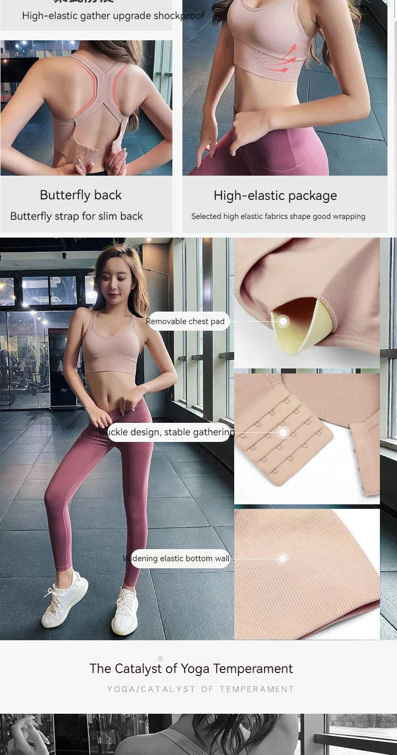 New Women Four Season No Steel Ring Gathering Bra Fashionable U-neck Sports Seamless Shock-absorbing Anti Glare Women Underwear