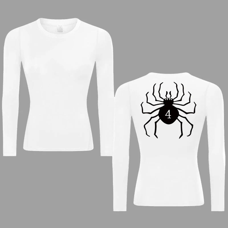 Graphic Print Compression Shirt for Women Gym Athletic Workout Running Quick Dry T-Shirts Spring Fall Long Sleeve Baselayer Tops