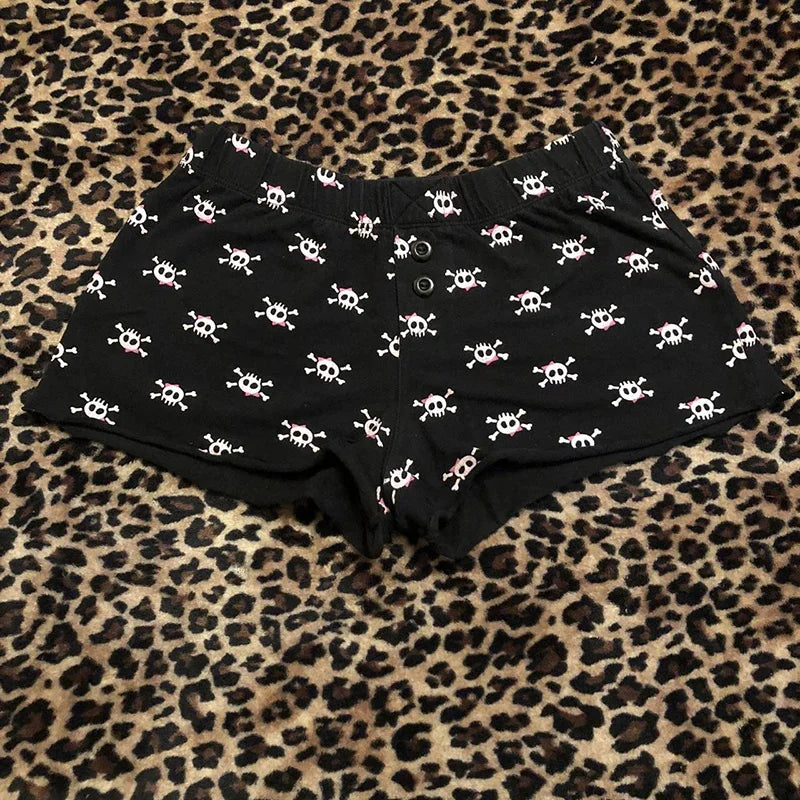 2025 summer new European and American women's Y2K  print slim fit spicy girl casual sports shorts beach Drawstring shorts