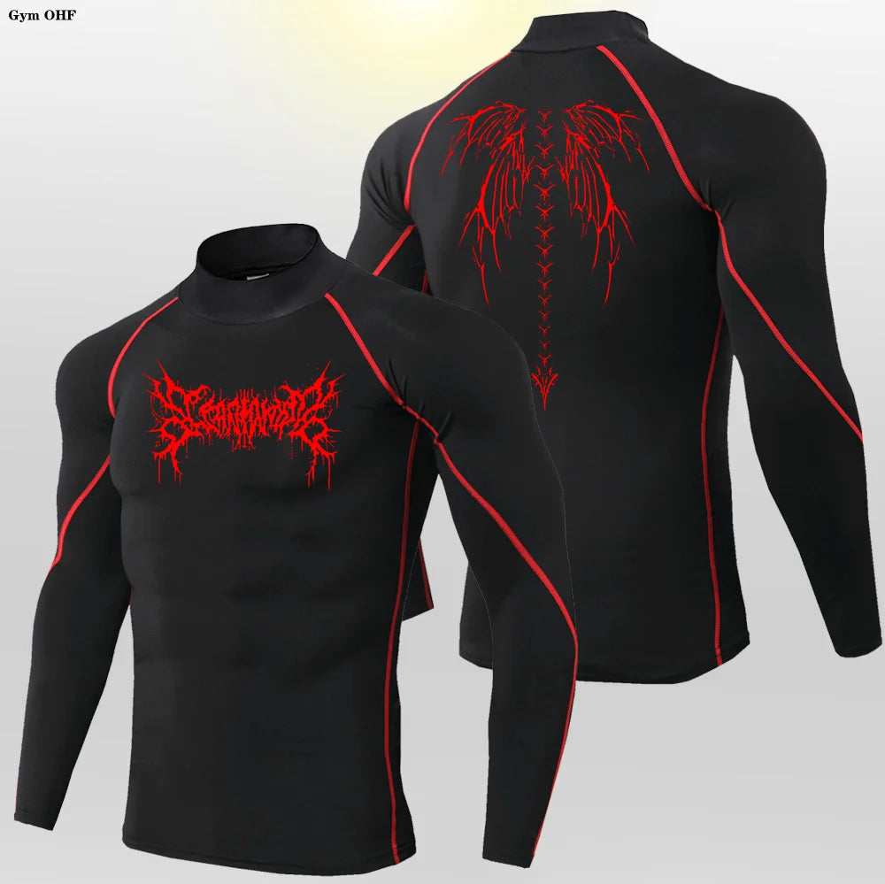Y2K Men's Workout Compression Shirt Turtleneck Long Sleeve Hight Neck Rash Guard Gym Base Layer Athletic Gear Sports Shirts Men