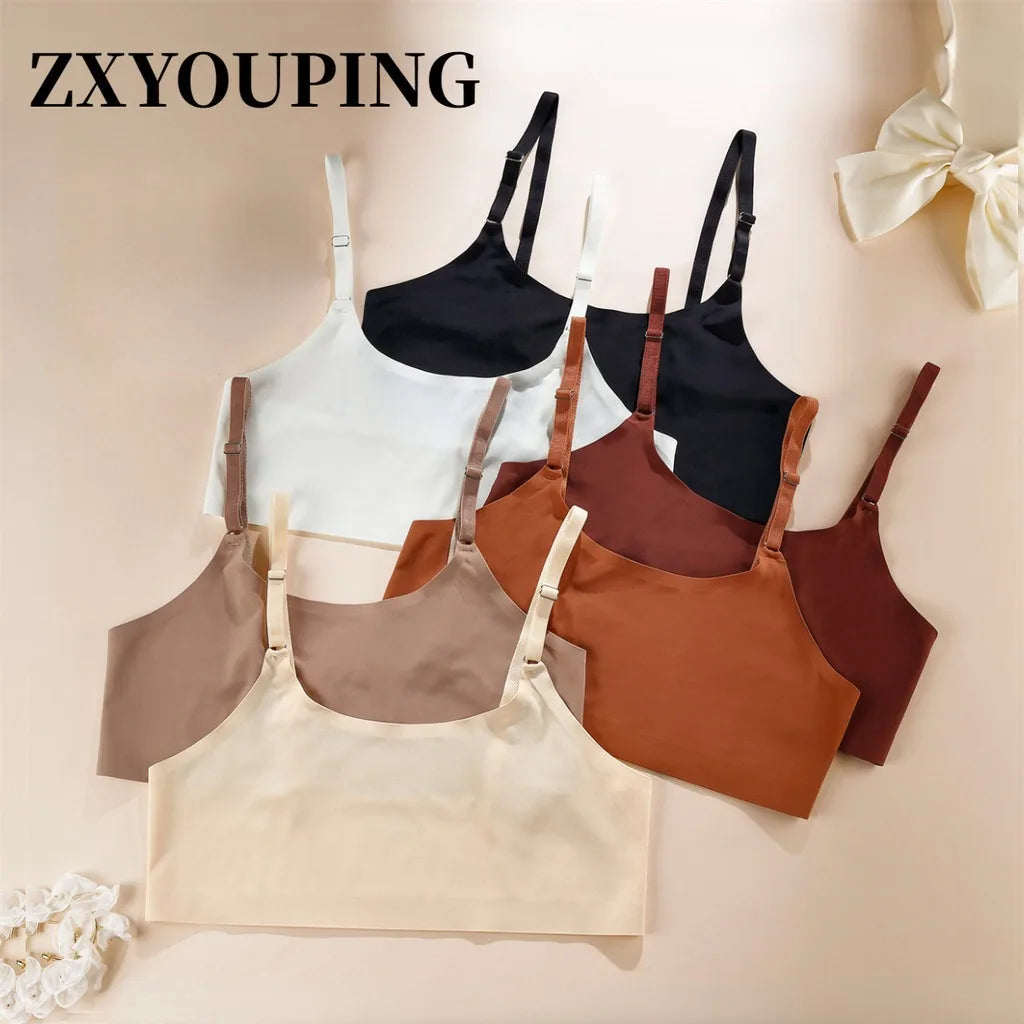 ZXYOUPING Ice Silk Seamless Bra Beauty Back Sports Yoga Bra Top No Chest Pad Wireless Bra Plus Size Underwear