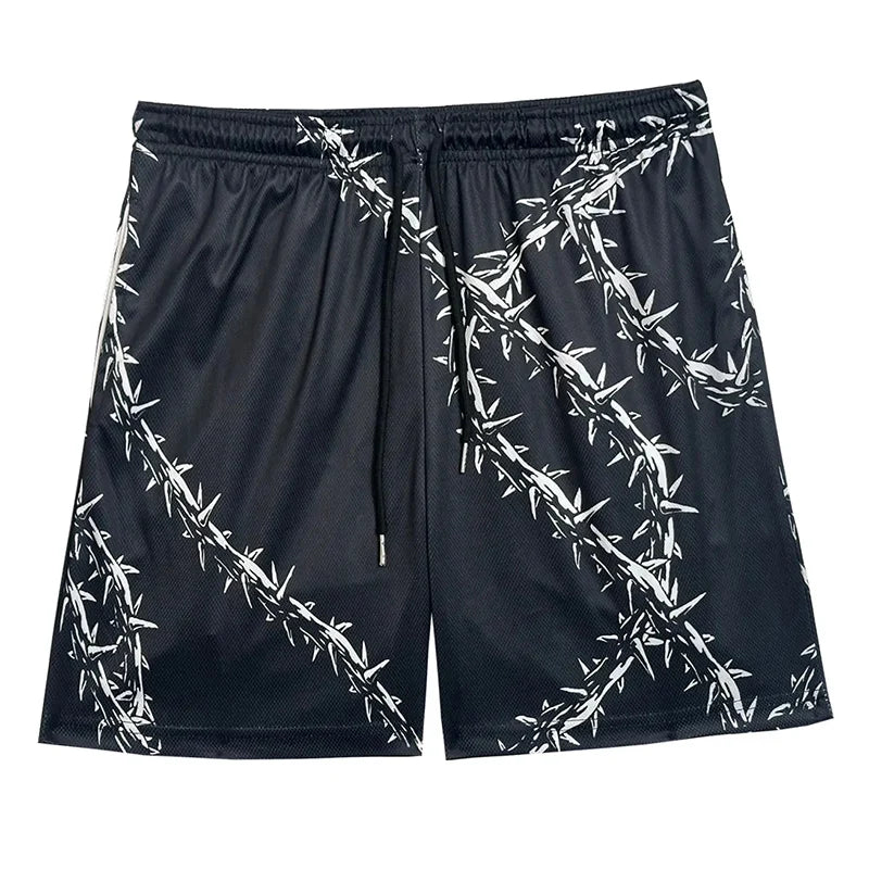 Y2K Christian Angel Cross Print Gym Shorts for Men Active Track Shorts with Pockets Athletic Workout Training Running Jogging