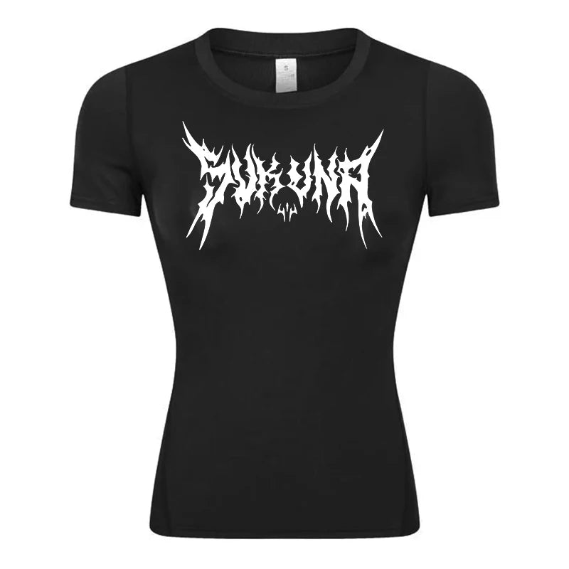 Graphic Short Sleeve Compression Shirt for Women Athletic Yoga Running Tees Tshirts Summer Gym Workout Quick Dry Baselayers Tops