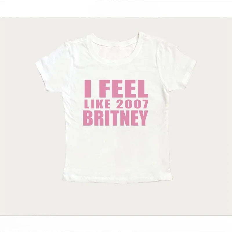 Y2K 2000s Vinage Crop Top Letter Print Casual Short Sleeve T-shirt Fashion Spicy Girl Sexy Baby Tee 2025 Summer Woman Clothing