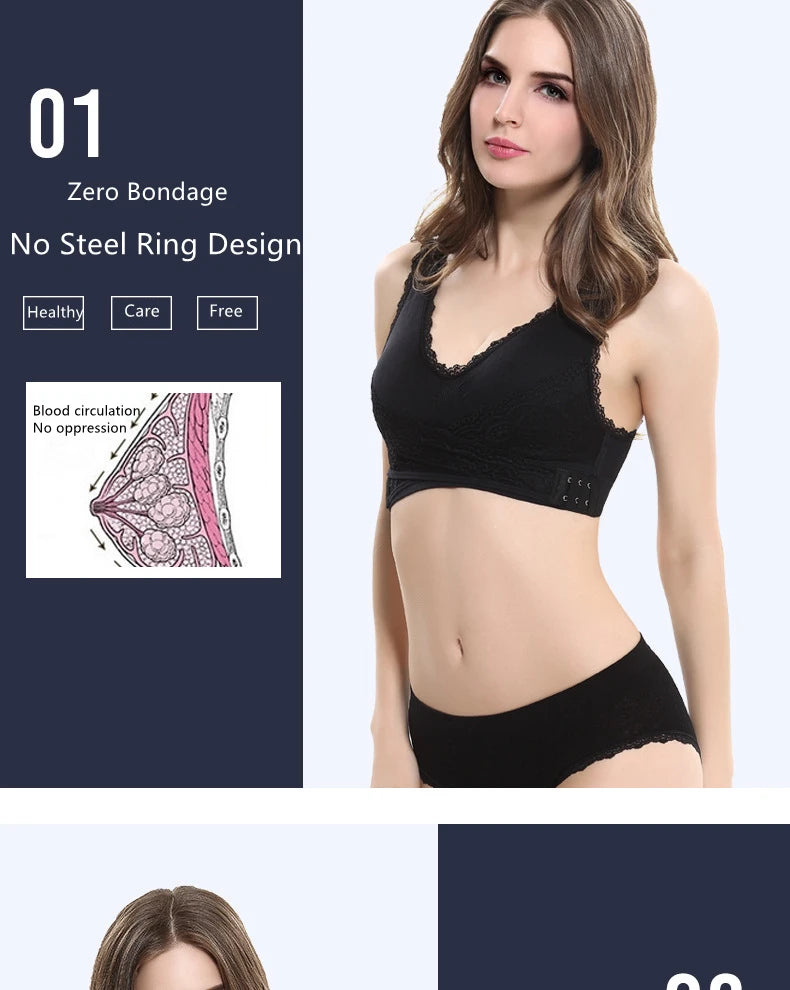 S-4XL Cross Side Buckle Sports Bra Sexy Lace Womens Underwear Thin No Rims Together Brassiere Seamless Shock-proof yoga Bralette