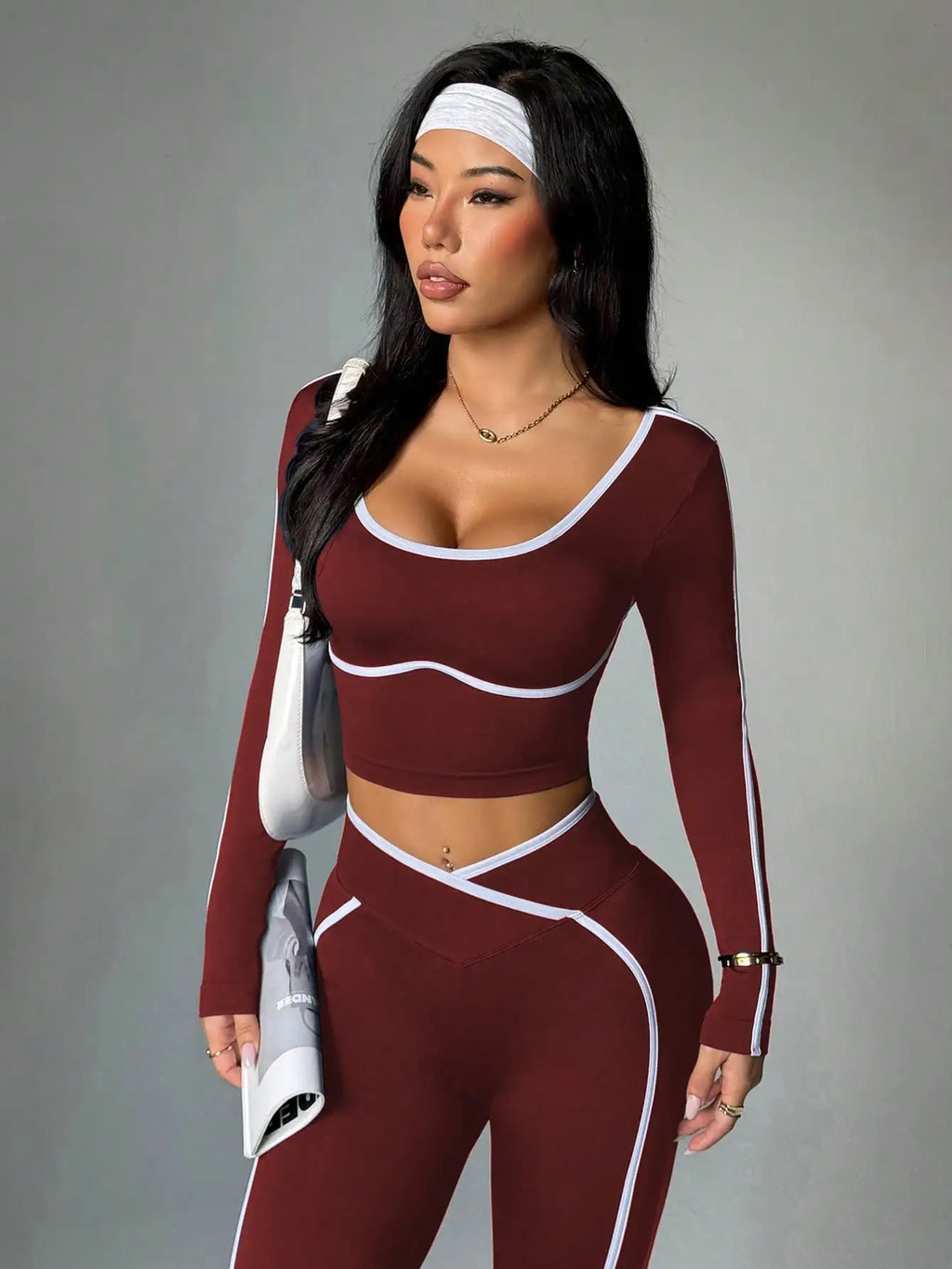 Women's Fall/Winter New Arrival Round Neck Long Sleeve Yoga Top Outdoor Sports Fitness Yoga Pants