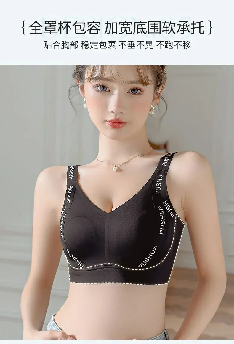 MOYISU JPN UK Full Cup Big Bra with Small Bra Women's Summer Thin Collection Breast Anti-sag Plus Size Seamless Sports Bra M-3XL