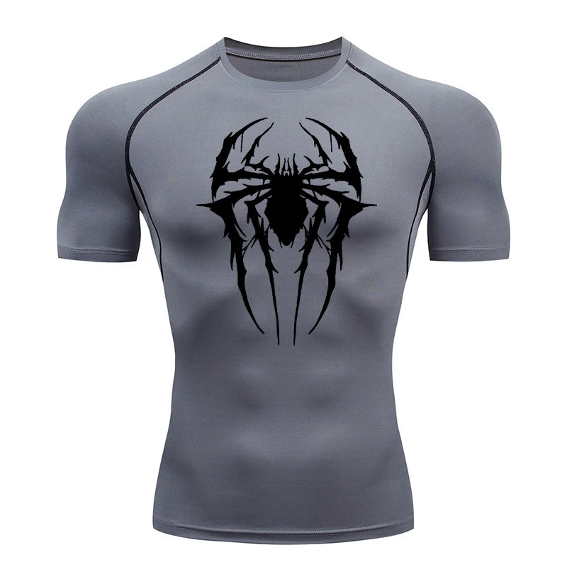 Spider Graphic Compression Shirts for Men Gym Workout Rash Guard Athletic Quick Dry Tshirts Tees Tops Undershirts Baselayers
