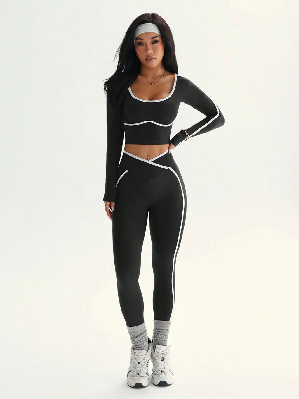Women's Fall/Winter New Arrival Round Neck Long Sleeve Yoga Top Outdoor Sports Fitness Yoga Pants