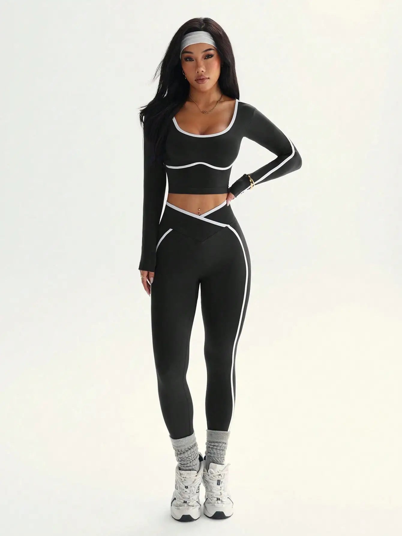 Women's Fall/Winter New Arrival Round Neck Long Sleeve Yoga Top Outdoor Sports Fitness Yoga Pants