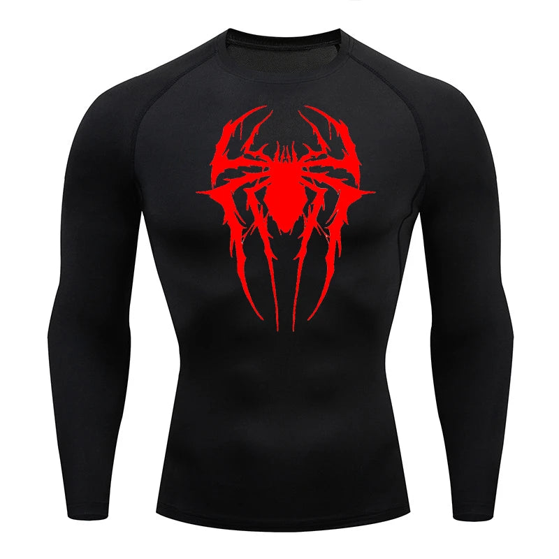 Spider Graphic Compression Shirts for Men Gym Workout Rash Guard Athletic Quick Dry Tshirts Tees Tops Undershirts Baselayers