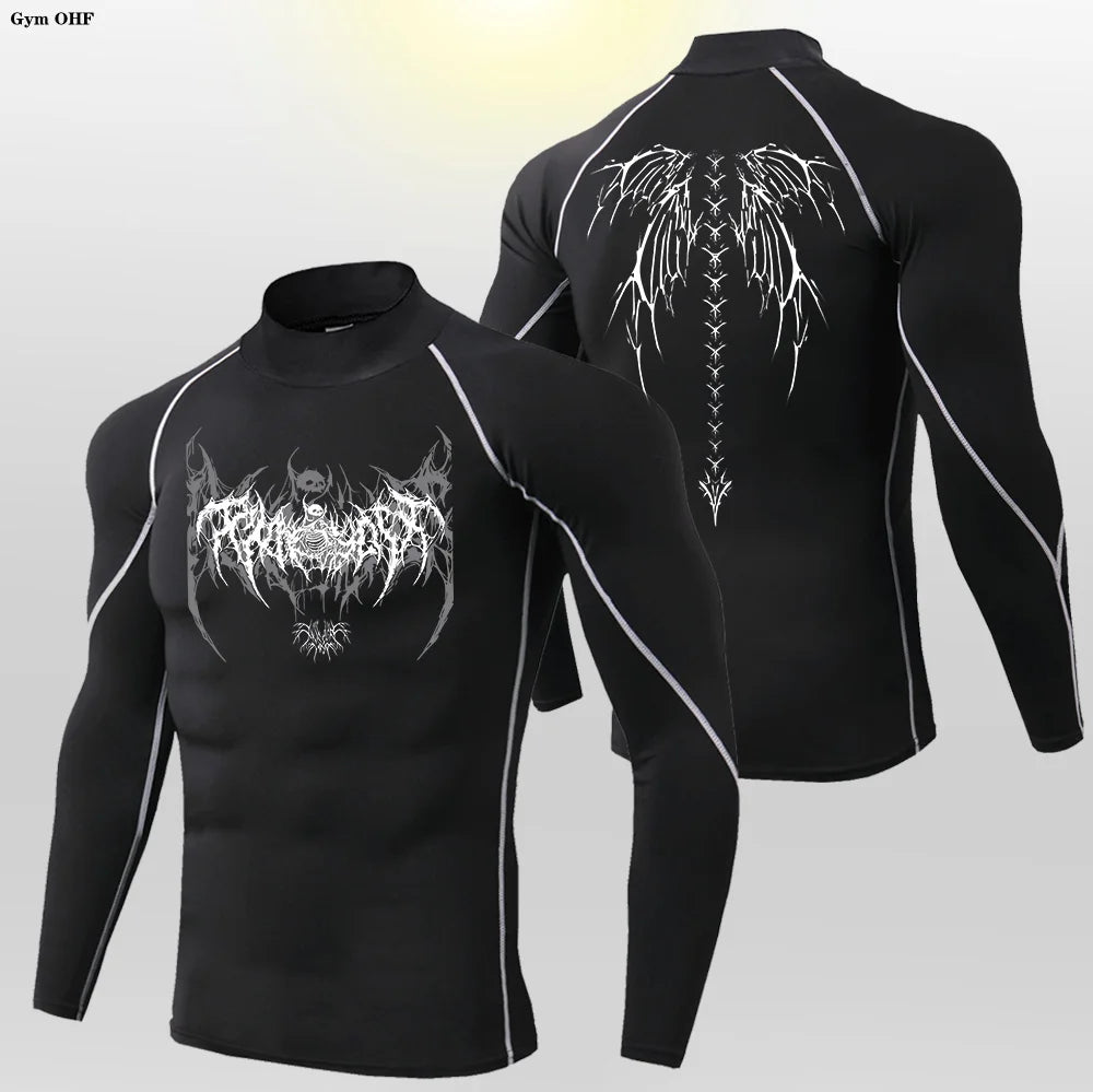 Y2K Men's Workout Compression Shirt Turtleneck Long Sleeve Hight Neck Rash Guard Gym Base Layer Athletic Gear Sports Shirts Men