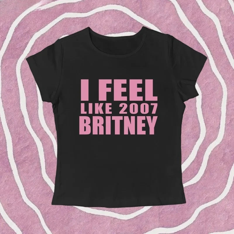 Y2K 2000s Vinage Crop Top Letter Print Casual Short Sleeve T-shirt Fashion Spicy Girl Sexy Baby Tee 2025 Summer Woman Clothing