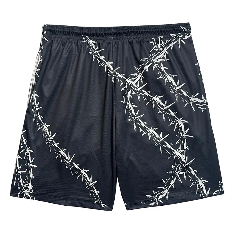 Y2K Christian Angel Cross Print Gym Shorts for Men Active Track Shorts with Pockets Athletic Workout Training Running Jogging