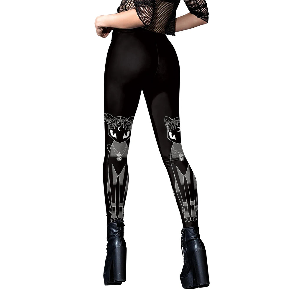[You're My Secret] Sexy Women's Black Ouija Punk Rock Gothic Leggings For Women Push Up Fitness Legging Stretch Printed Leggins