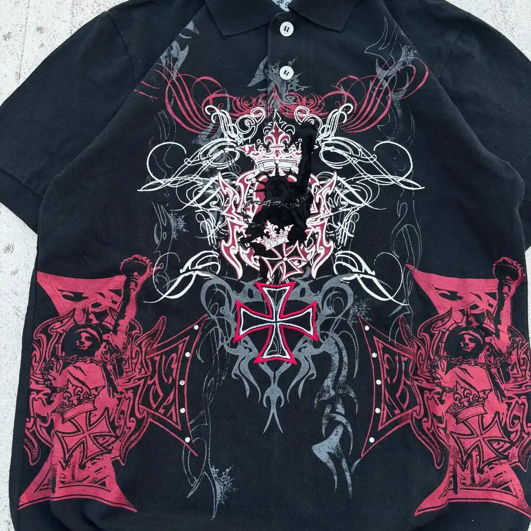 Strange Sharp Bright Lines Half-side Pattern T-shirt Original Color Classic Retro Design POLO Shirt New Trendy Couple Clothing