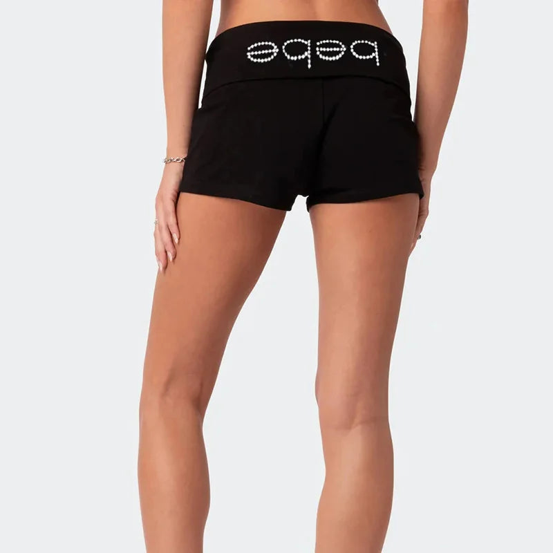 2025 summer new European and American women's Y2K  print slim fit spicy girl casual sports shorts beach Drawstring shorts