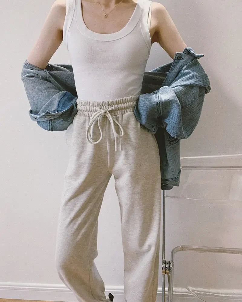 YSZWDBLX Women Tanks Solid Summer Slim Fit Cotton Bottoming Shirts Grey White Black Sexy Womens Clothing Casual Tank Tops