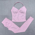 Seamless Yoga Set Women 2Pcs Padded Halter Tank Top Scrunch Butt Lifting Gym Leggings Set Woman Sportswear Workout Clothes