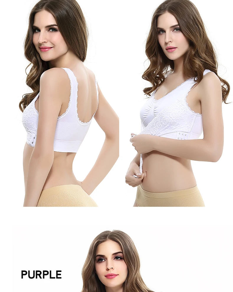 S-4XL Cross Side Buckle Sports Bra Sexy Lace Womens Underwear Thin No Rims Together Brassiere Seamless Shock-proof yoga Bralette