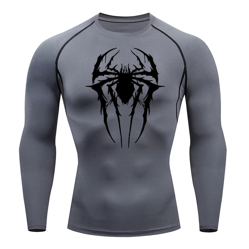 Spider Graphic Compression Shirts for Men Gym Workout Rash Guard Athletic Quick Dry Tshirts Tees Tops Undershirts Baselayers