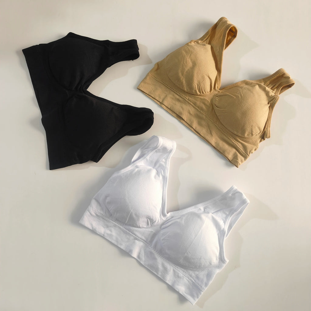 3pcs/Set Seamless Push up Yoga Running Bra Wireless Fitness Sports Bra plus Size S-5XL Women Removable Pad Underwear