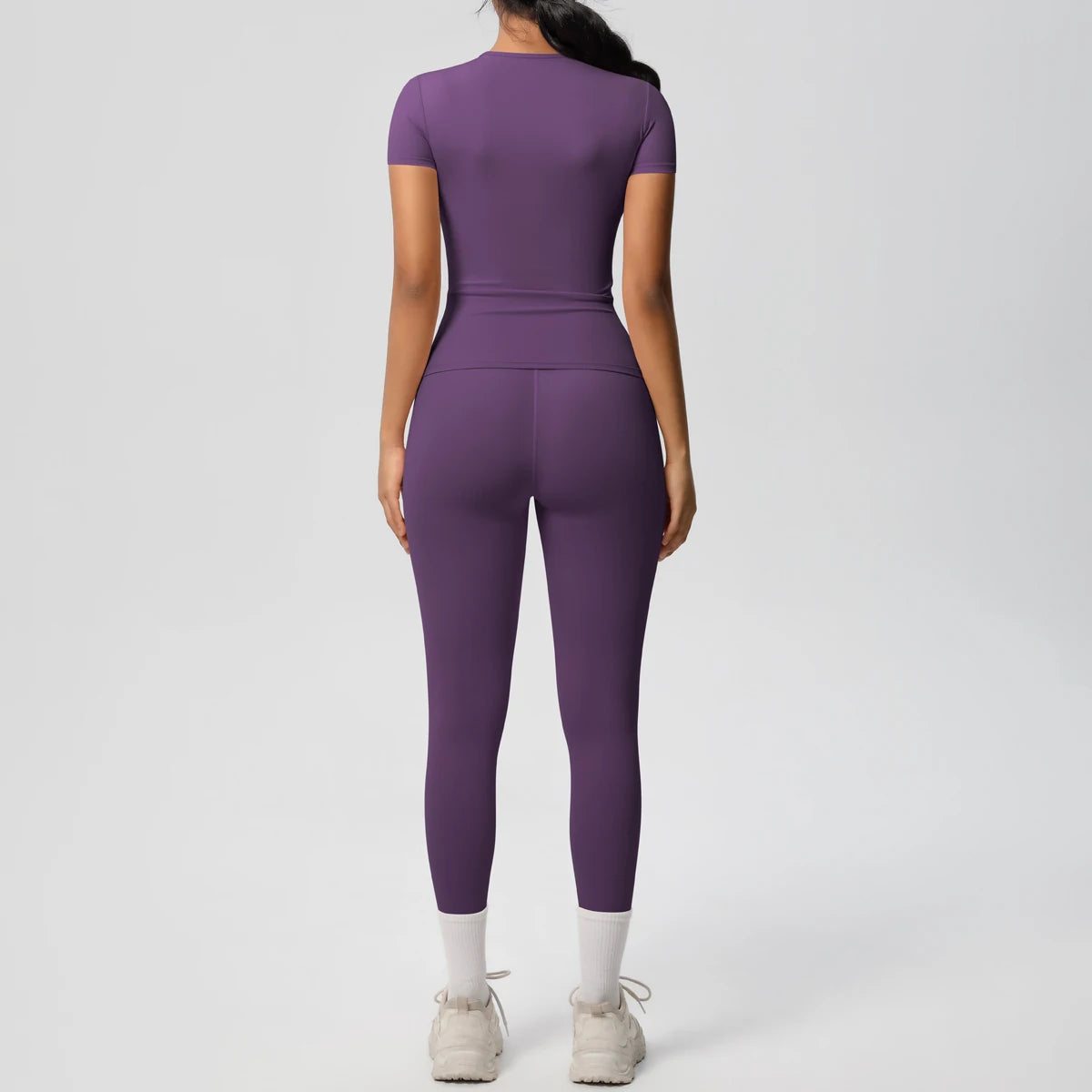 Women 2pcs Patchwork Sport Yoga Suit Gym Sports Crop Tops Sexy Bodycon Crop Tube Top Workout Leggins Booty Bum Leggins