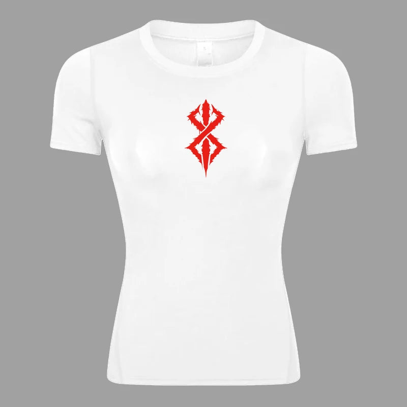 Graphic Short Sleeve Compression Shirt for Women Athletic Yoga Running Tees Tshirts Summer Gym Workout Quick Dry Baselayers Tops