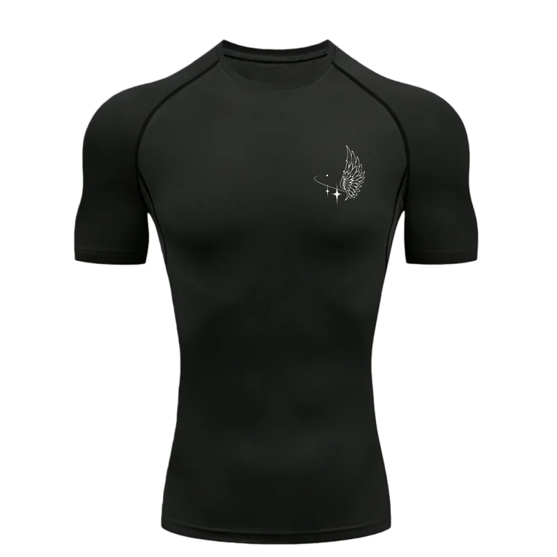 Wing Pattern 2026 Men's Sports T-shirt Training Fitness Compression Workout T-Shirt Quick Dry Short Sleeve T-Shirt For Men