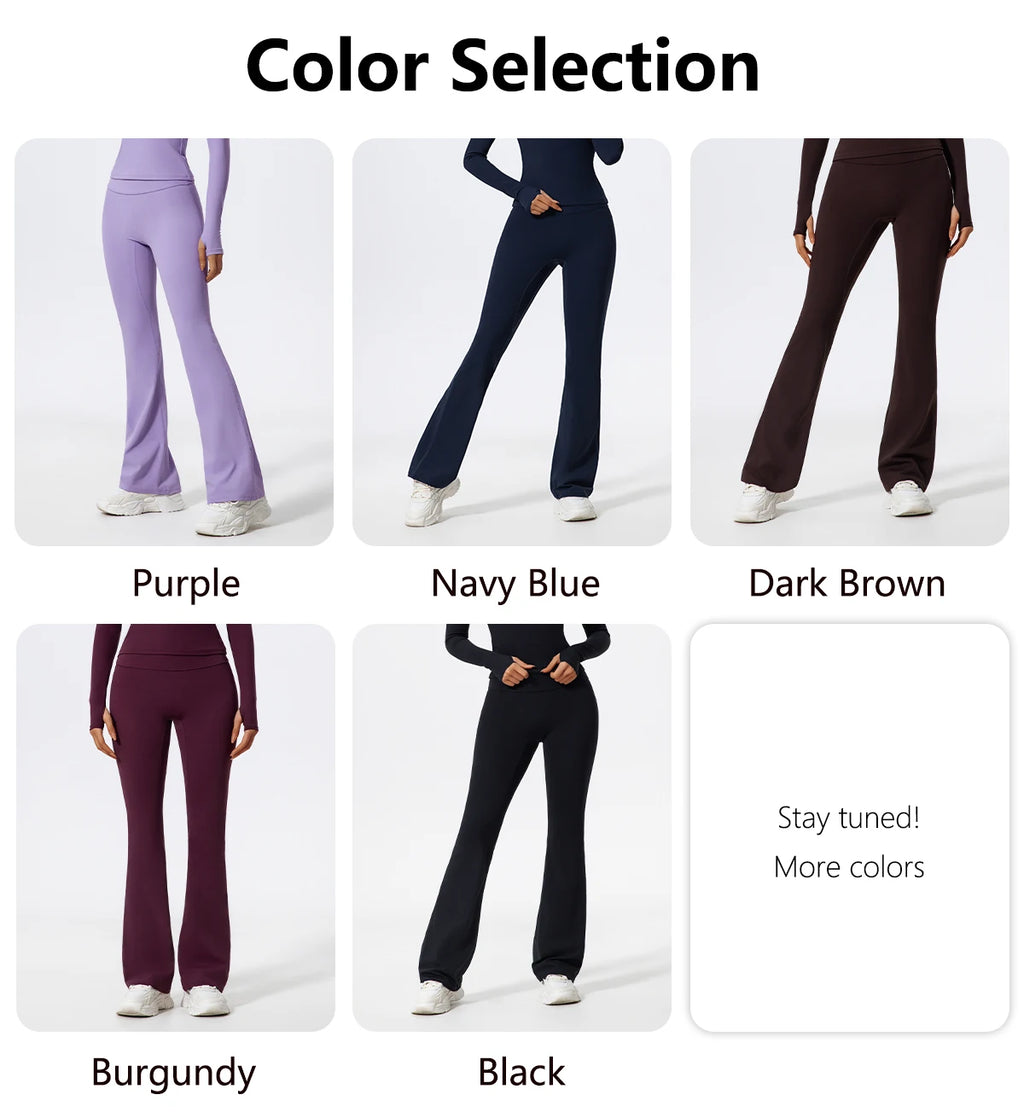 Hearuisavy Straight-Leg Sports Pants Gym Clothing Pilates Fitness Tights Naked Feeling Compression Wide Leg Yoga Leggings Women