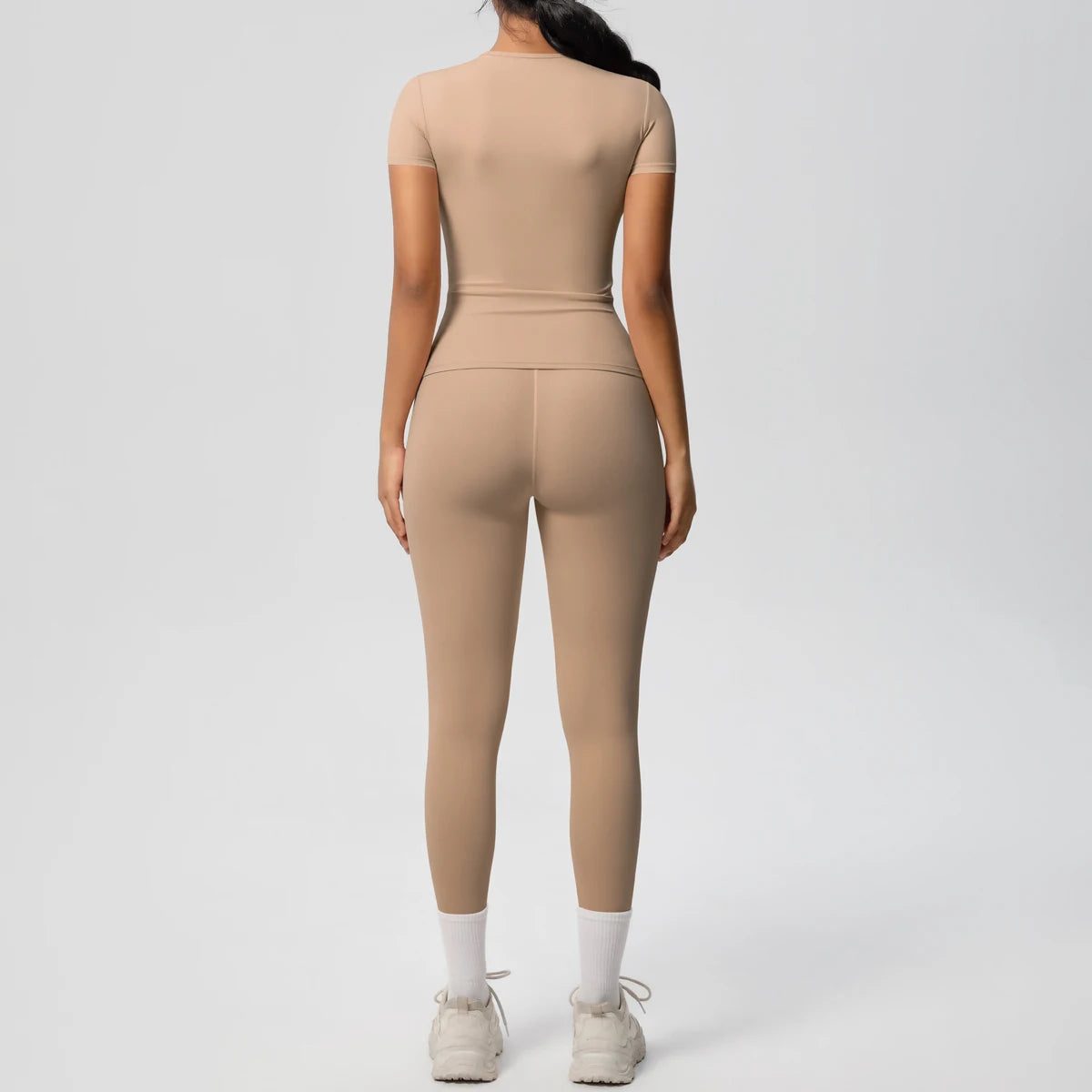 Women 2pcs Patchwork Sport Yoga Suit Gym Sports Crop Tops Sexy Bodycon Crop Tube Top Workout Leggins Booty Bum Leggins