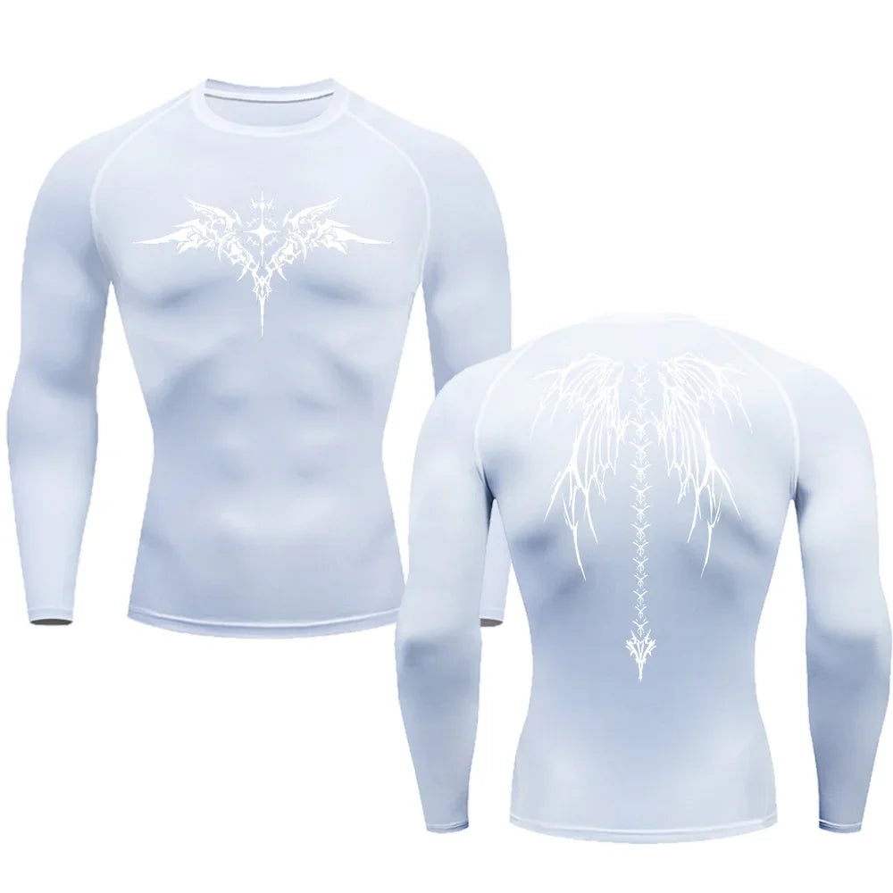 Alternative Print Running Compression T-Shirt Men's Quick-Drying Fitness Sportswear Gym Sports Long Sleeve Breathable Top S-3XL