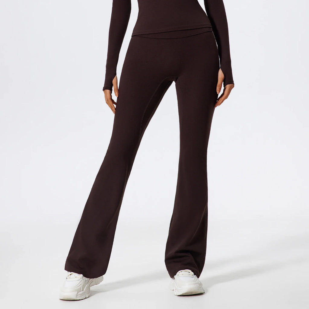 Hearuisavy Straight-Leg Sports Pants Gym Clothing Pilates Fitness Tights Naked Feeling Compression Wide Leg Yoga Leggings Women