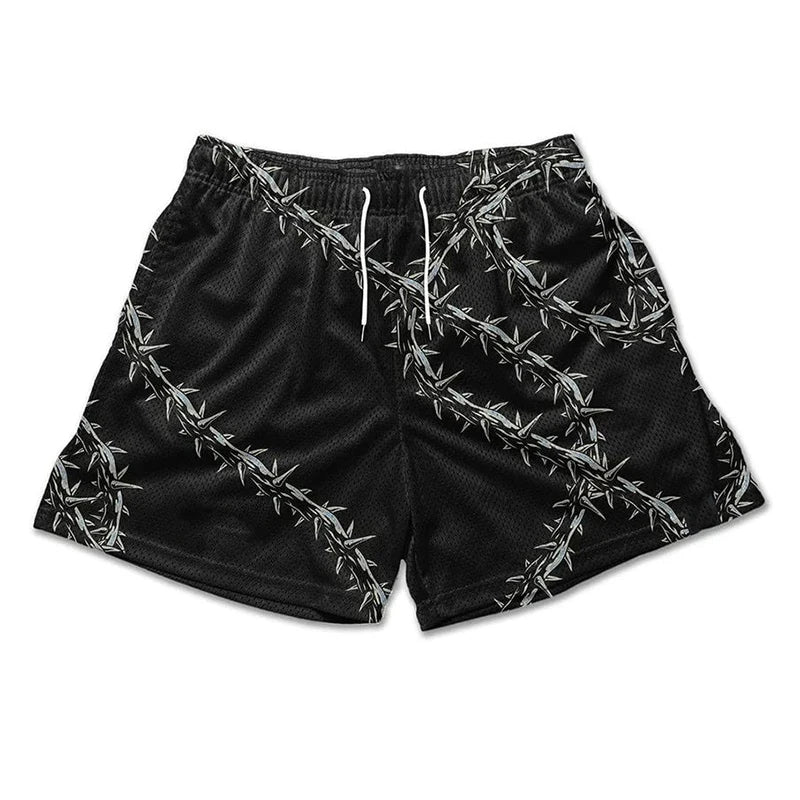 Y2K Christian Angel Cross Print Gym Shorts for Men Active Track Shorts with Pockets Athletic Workout Training Running Jogging