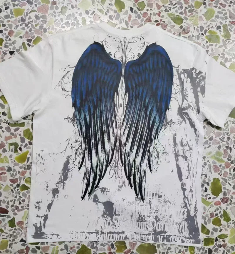 Affliction Out Of Print Short Sleeves Woman Hip Hop Black T Shirt Couple Y2K High Street Pure Cotton Tops Aesthetic Clothes