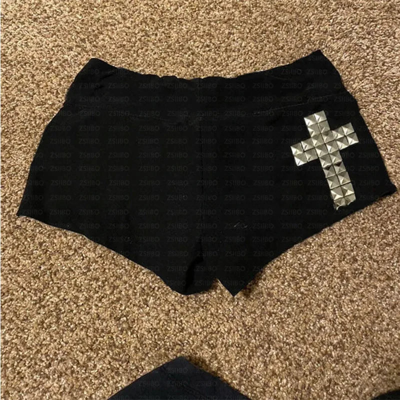 2025 summer new European and American women's Y2K  print slim fit spicy girl casual sports shorts beach Drawstring shorts