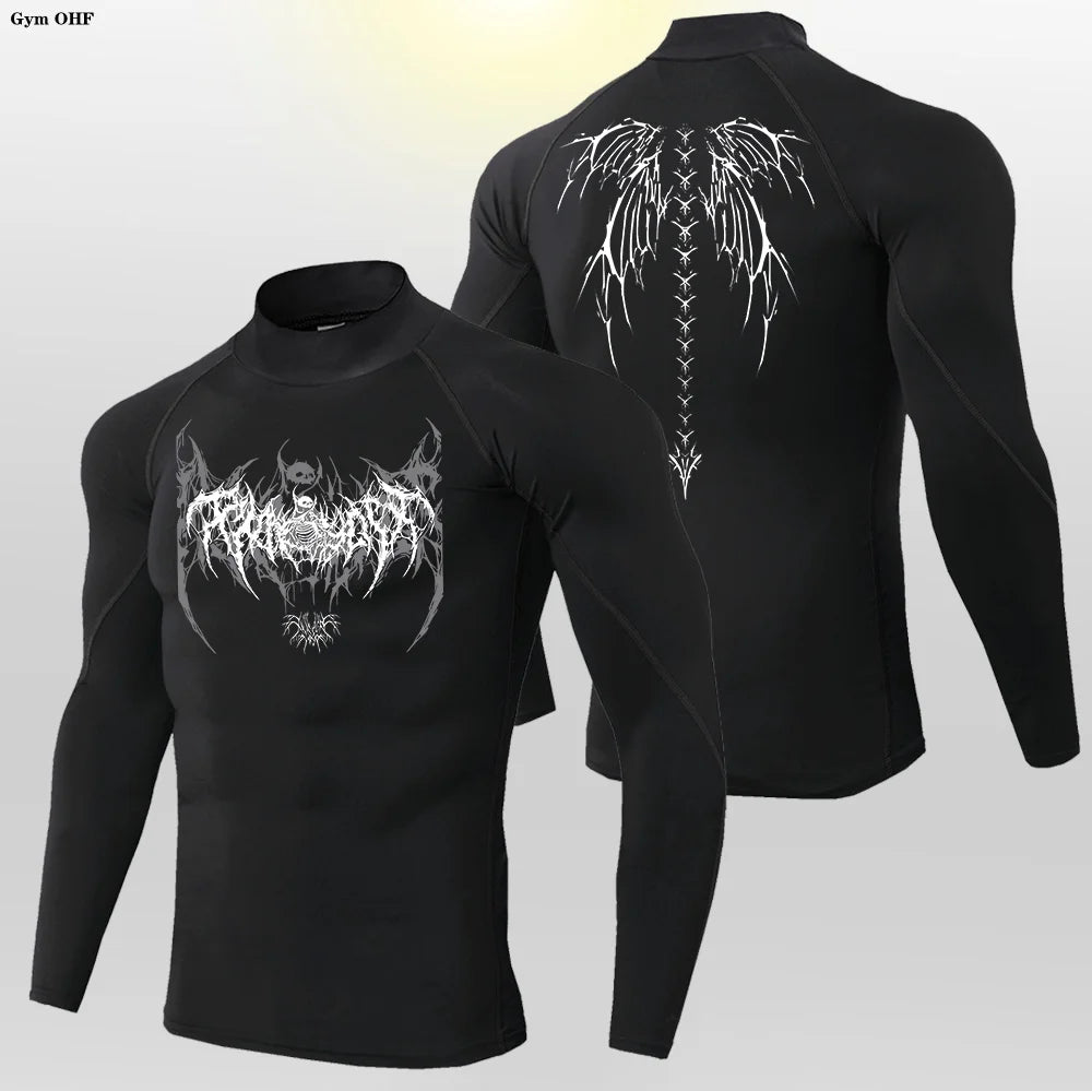 Y2K Men's Workout Compression Shirt Turtleneck Long Sleeve Hight Neck Rash Guard Gym Base Layer Athletic Gear Sports Shirts Men