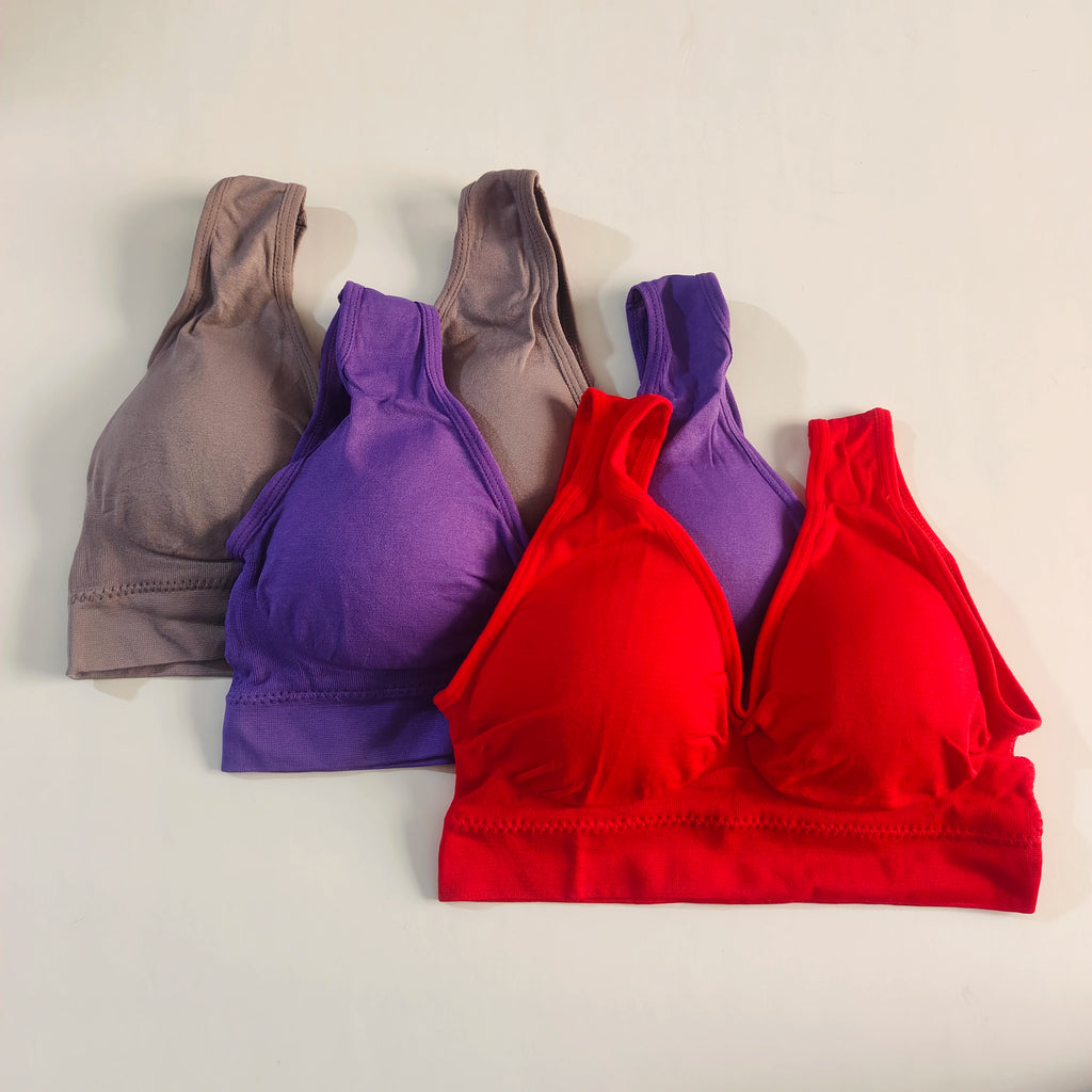 3pcs/Set Seamless Push up Yoga Running Bra Wireless Fitness Sports Bra plus Size S-5XL Women Removable Pad Underwear