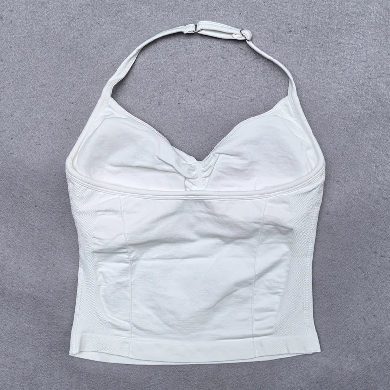 Adjustable Sports Strappy Top Women Backless Gym Top Built in Bra Yoga Clothing Sleeveless Shirts Workout Outfits Tank Top