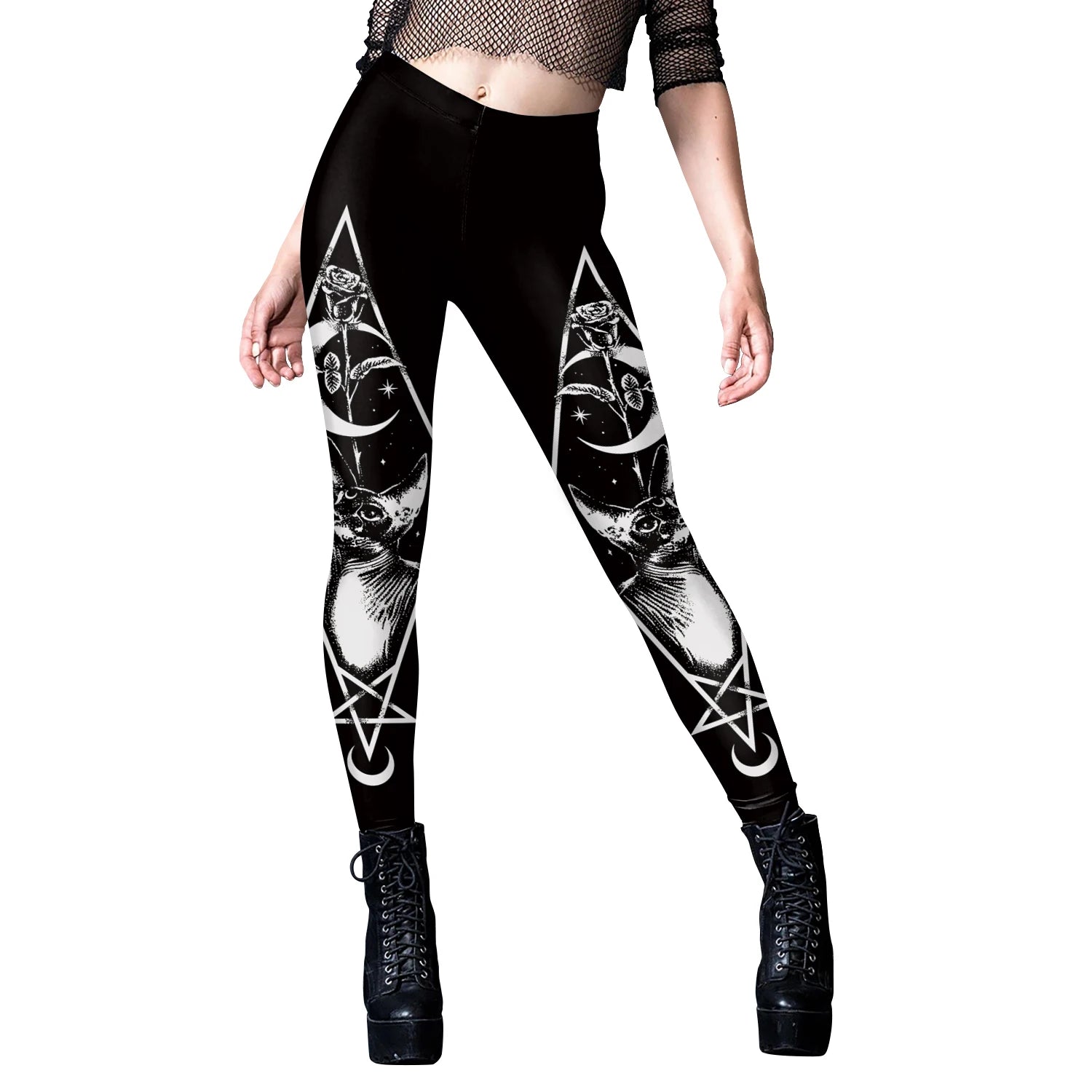 [You're My Secret] Sexy Women's Black Ouija Punk Rock Gothic Leggings For Women Push Up Fitness Legging Stretch Printed Leggins