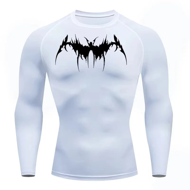 Y2K Compression Men's Fitness Gym Skeleton Harajuku Sports Running Fighting T-shirt Top Quick-drying Short-sleeved Towel Loop