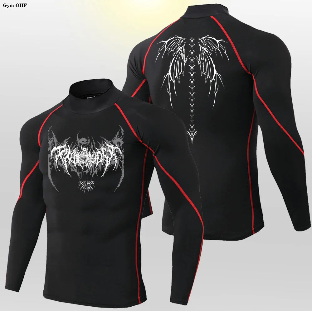 Y2K Men's Workout Compression Shirt Turtleneck Long Sleeve Hight Neck Rash Guard Gym Base Layer Athletic Gear Sports Shirts Men