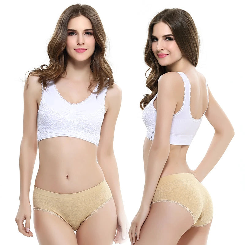 S-4XL Cross Side Buckle Sports Bra Sexy Lace Womens Underwear Thin No Rims Together Brassiere Seamless Shock-proof yoga Bralette