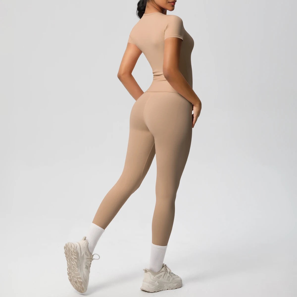 Women 2pcs Patchwork Sport Yoga Suit Gym Sports Crop Tops Sexy Bodycon Crop Tube Top Workout Leggins Booty Bum Leggins