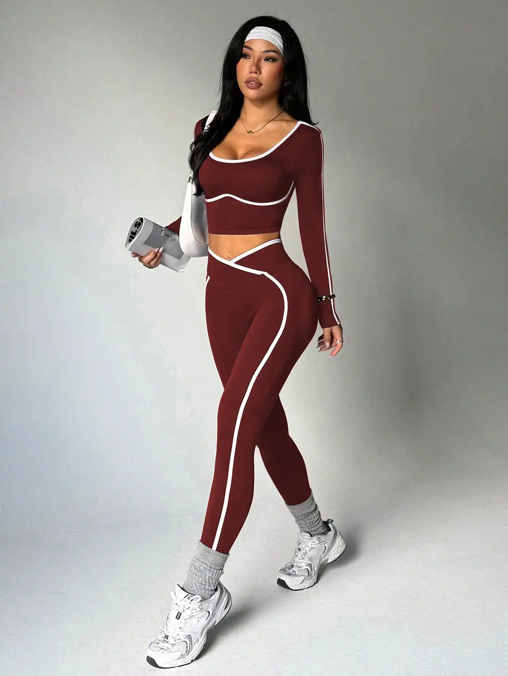 Women's Fall/Winter New Arrival Round Neck Long Sleeve Yoga Top Outdoor Sports Fitness Yoga Pants