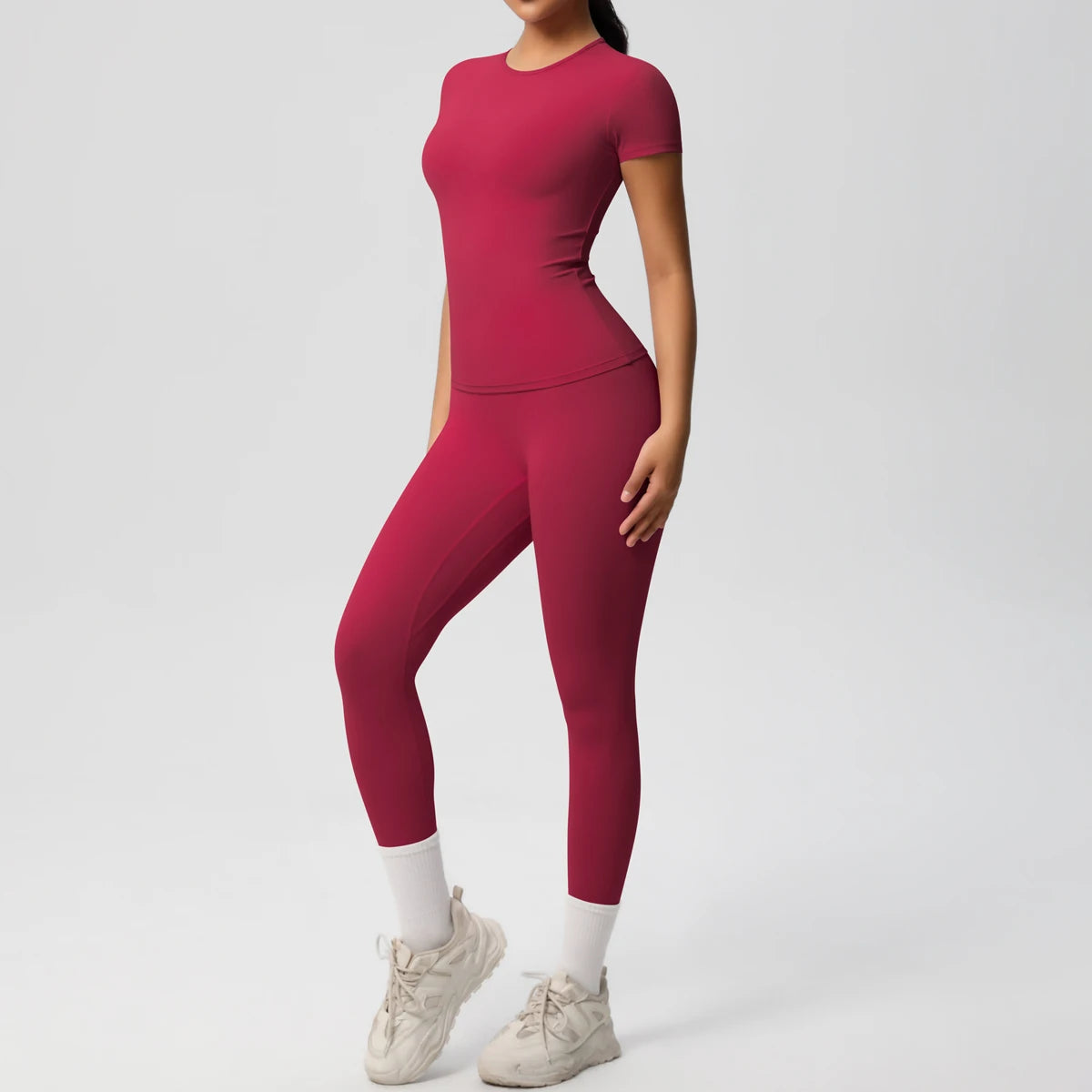 Women 2pcs Patchwork Sport Yoga Suit Gym Sports Crop Tops Sexy Bodycon Crop Tube Top Workout Leggins Booty Bum Leggins