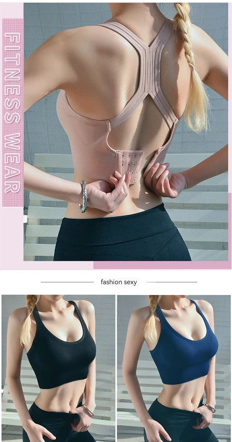 New Women Four Season No Steel Ring Gathering Bra Fashionable U-neck Sports Seamless Shock-absorbing Anti Glare Women Underwear